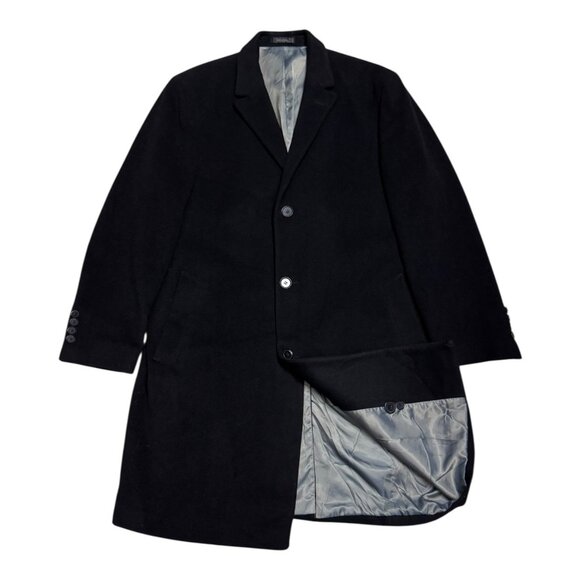 CALVIN KLEIN Wool & Cashmere Luxury Winter Casual Long Trench Pea Coat Men Large - Picture 1 of 7